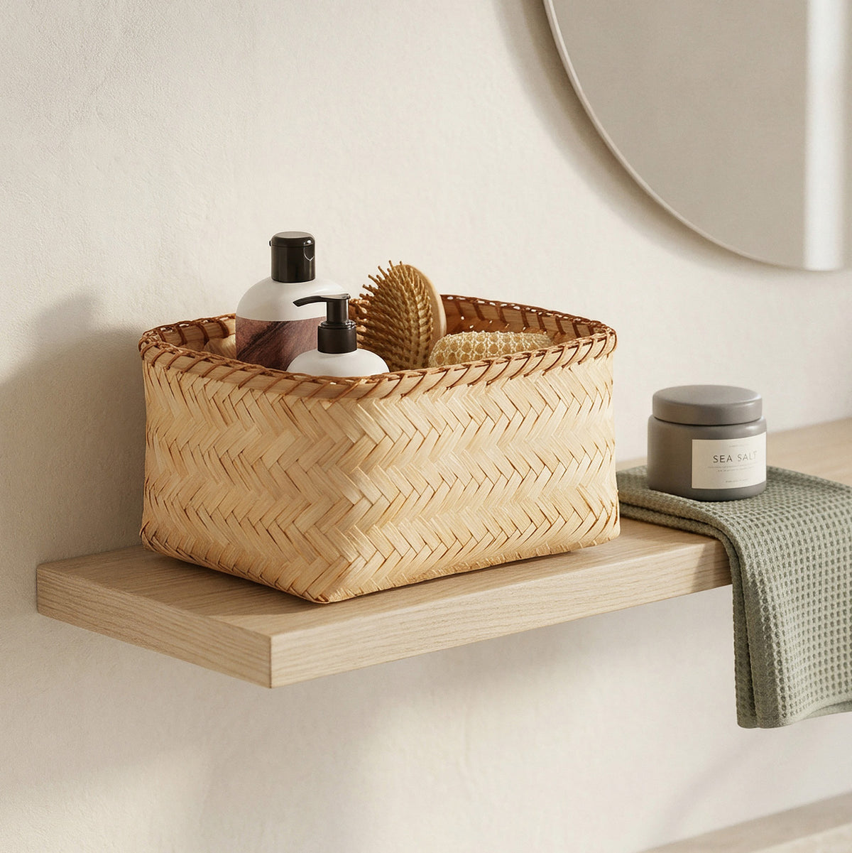 Panier de rangement bambou tressé L