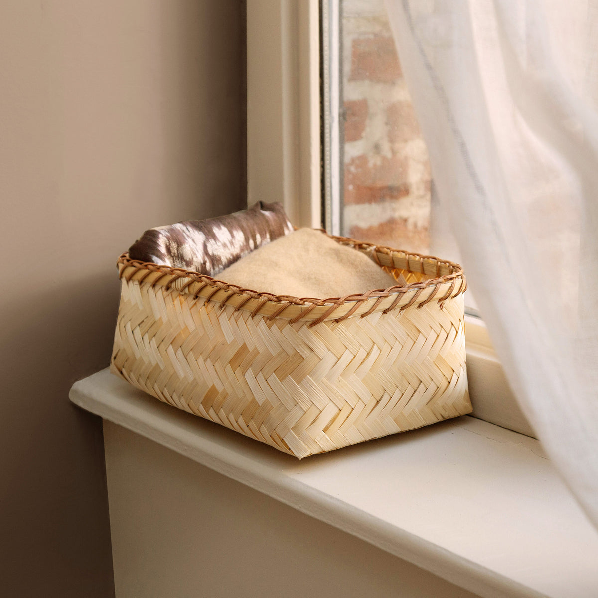 Panier de rangement bambou tressé M