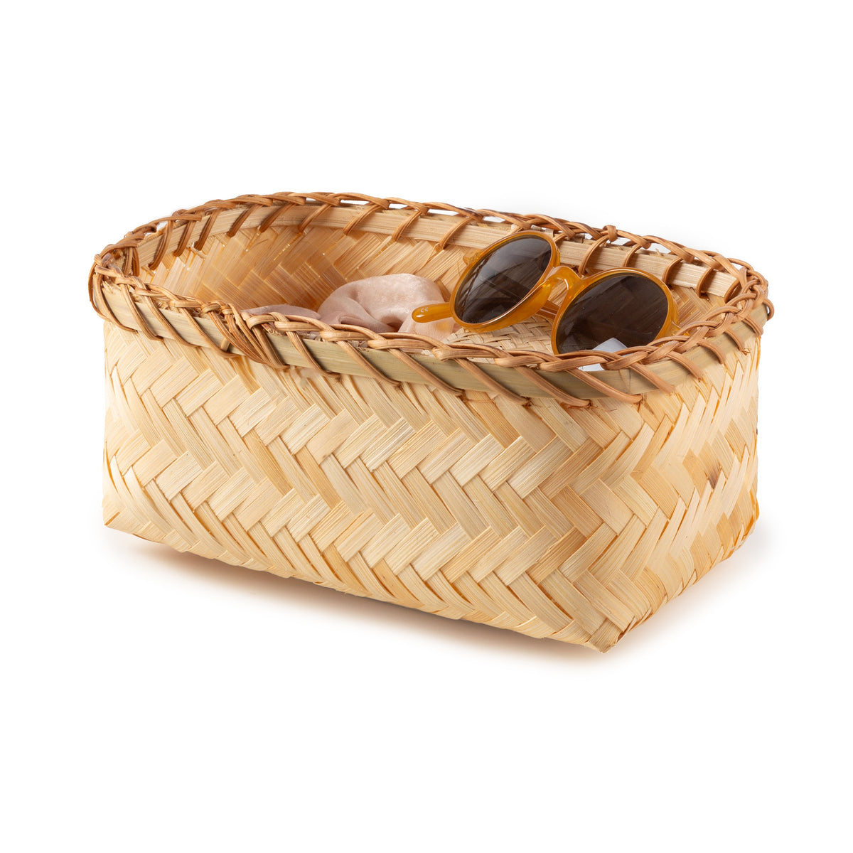 Panier de rangement bambou tressé L