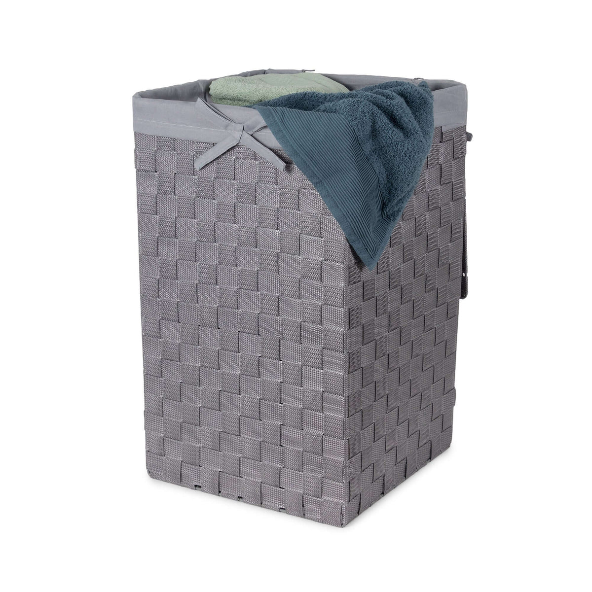 Panier à linge carré avec couvercle Stan gris