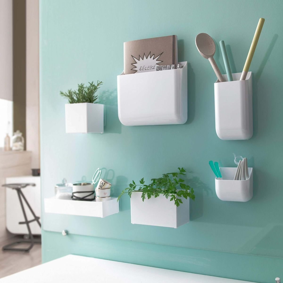 White Hang It Self-Adhesive Wall Storage Box