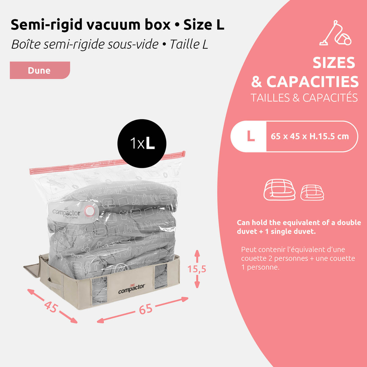 Housse de rangement sous vide L