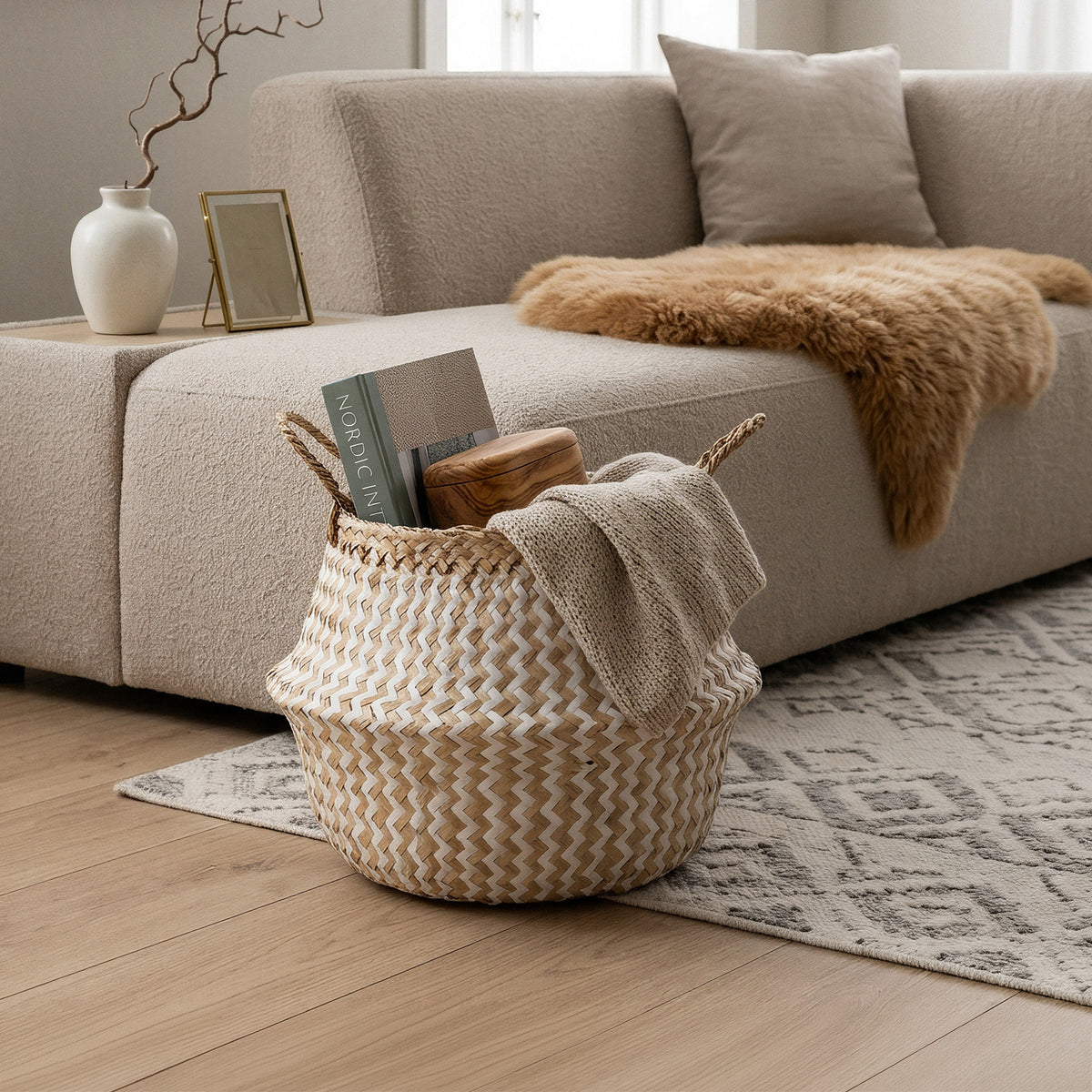 Panier de rangement naturel Belly L