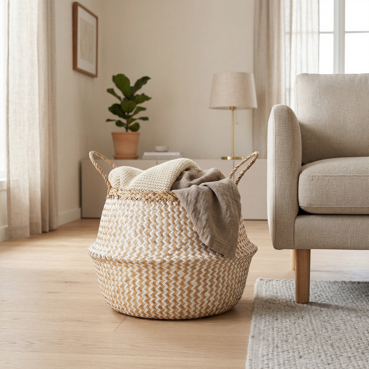 Panier de rangement naturel Belly L