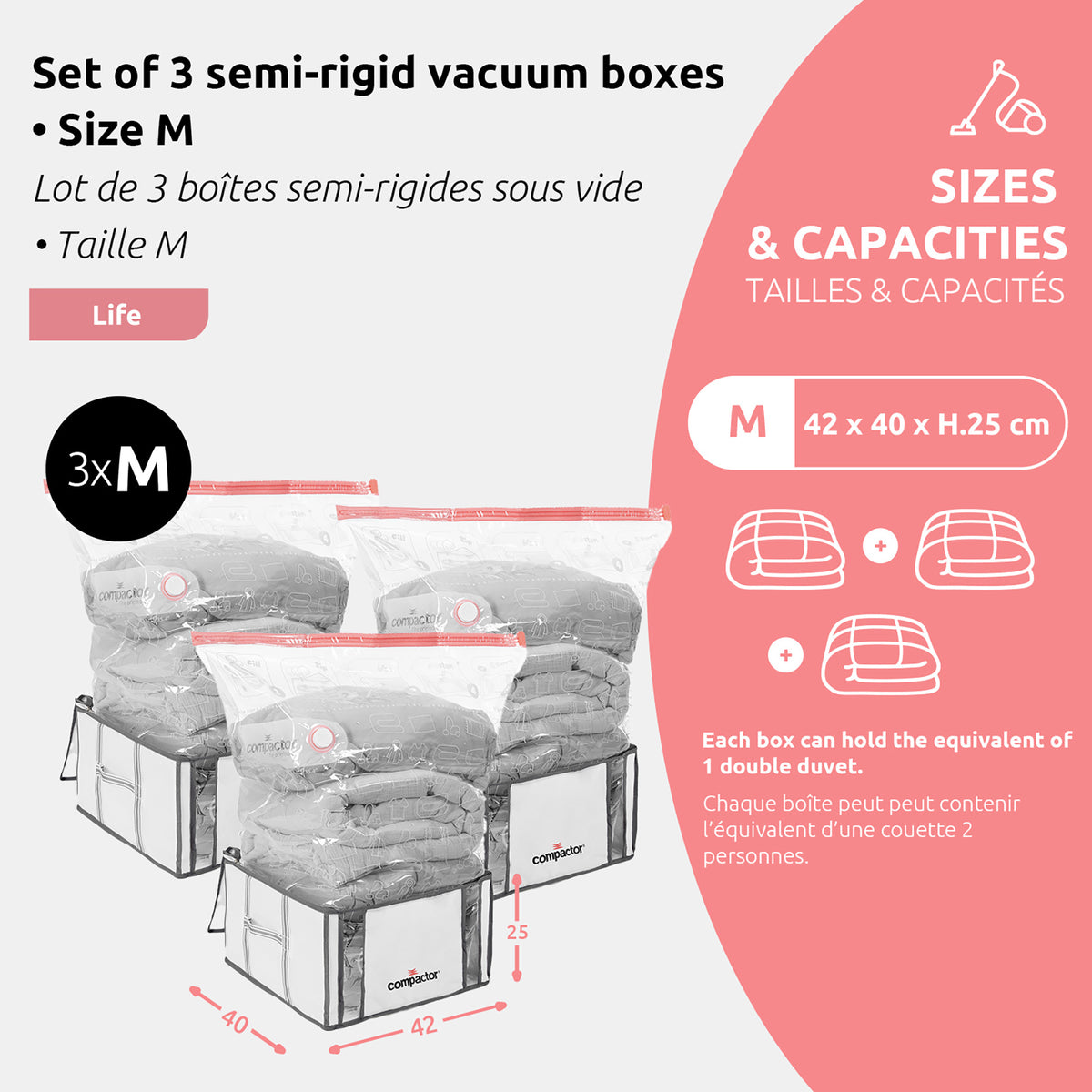 Lot 3 housses rangement sous vide M