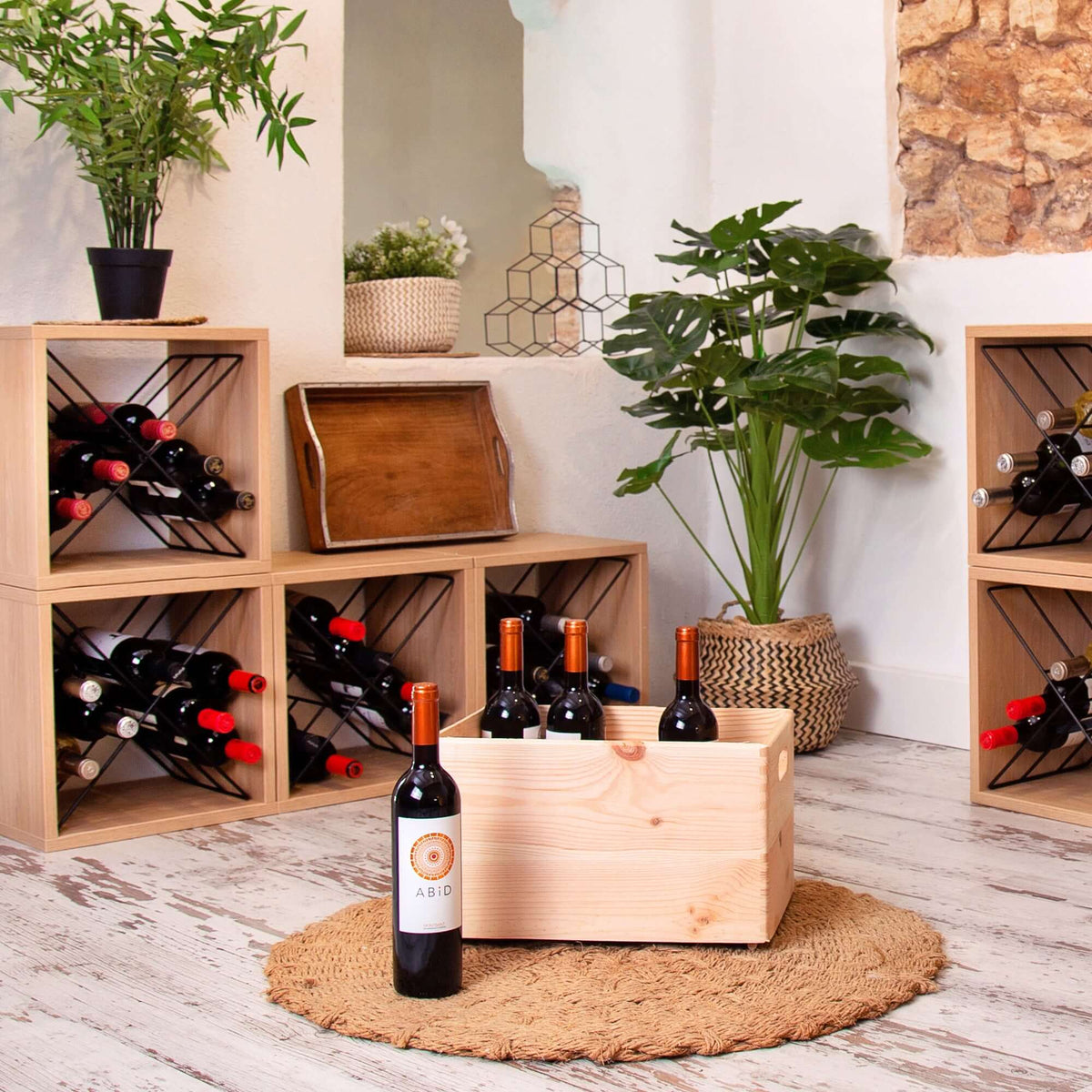 Range bouteilles bois et métal