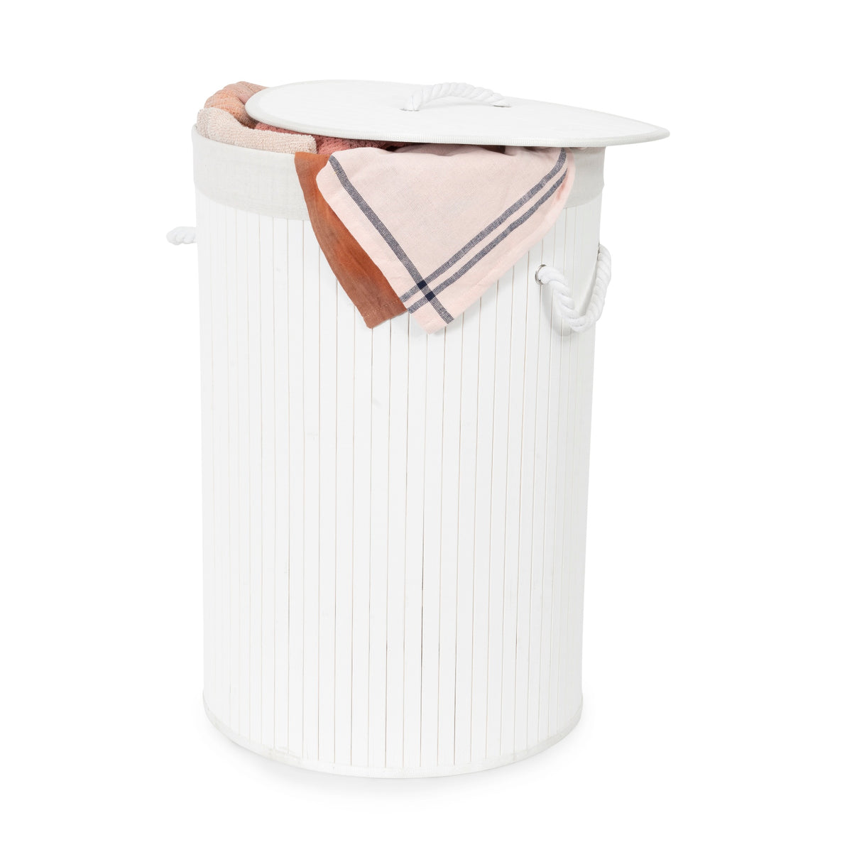 Panier à linge rond en bambou avec couvercle