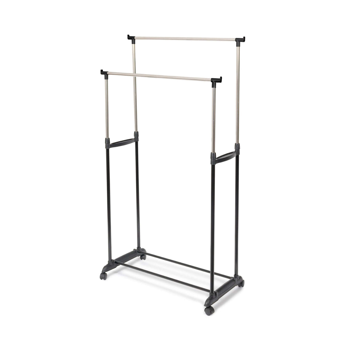 Double clothes rack on wheels Zeph black and chrome