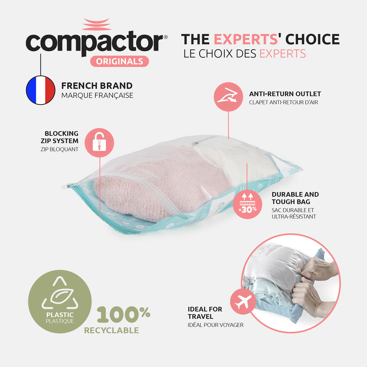 Lot 6 sacs sous vide de voyage Roll-up