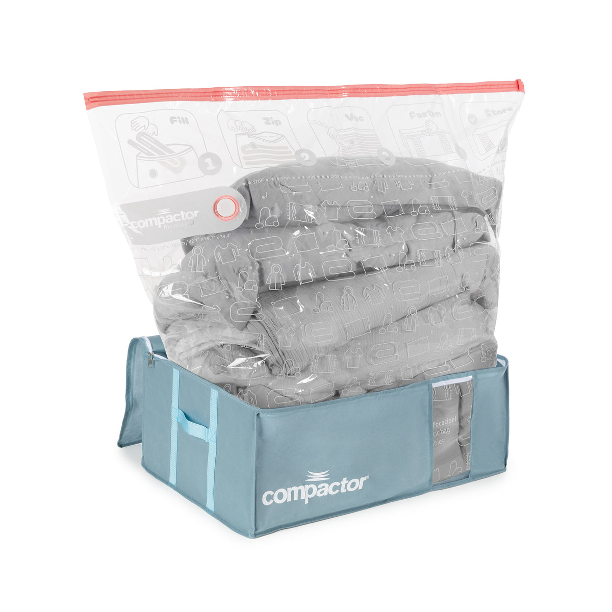 Lot 3 housses rangement sous vide XXL+M bleu