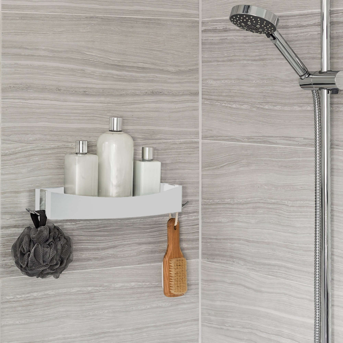 Etagère de douche sans perçage Clever blanche