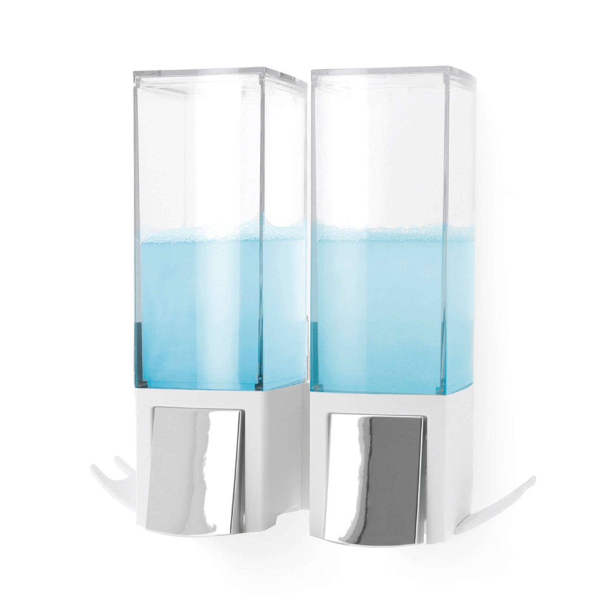 Dispenser doppio di sapone da parete ricaricabile Clever bianco