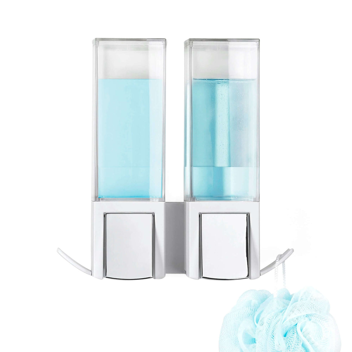 Dispenser doppio di sapone da parete ricaricabile Clever bianco