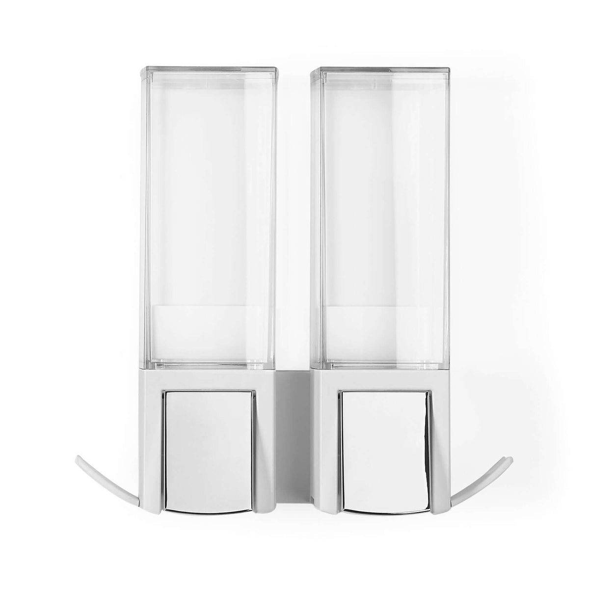 Dispenser doppio di sapone da parete ricaricabile Clever bianco