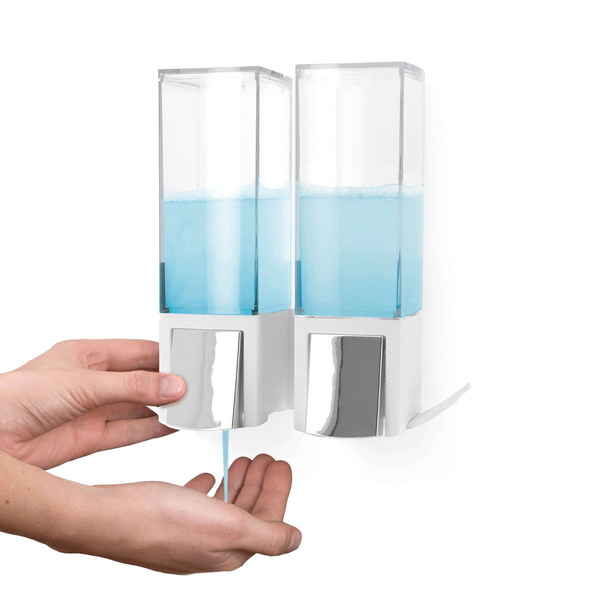 Dispenser doppio di sapone da parete ricaricabile Clever bianco