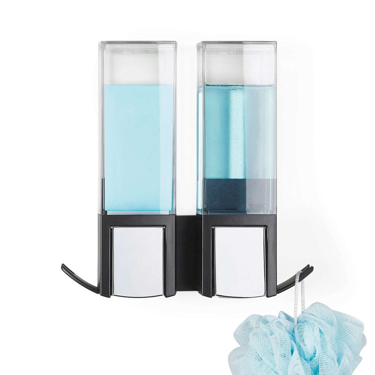 Double distributeur de savon mural rechargeable noir
