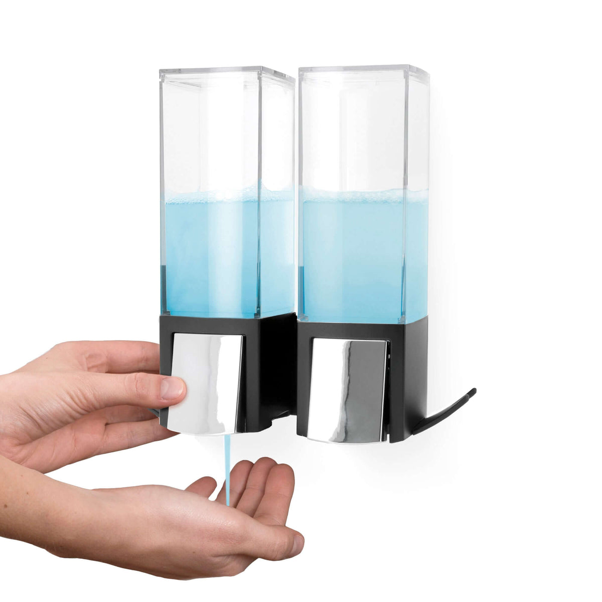 Double distributeur de savon mural rechargeable noir