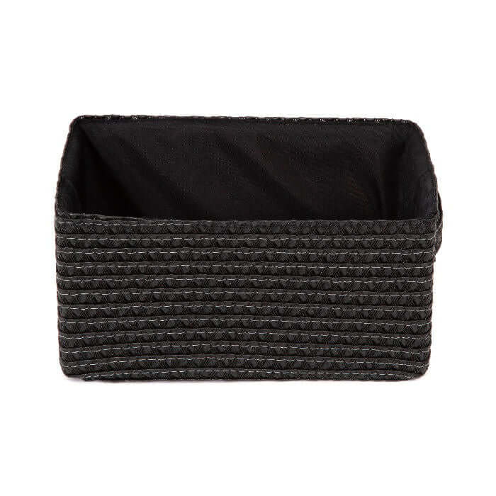 Cesta de almacenamiento forrada con tela Lilou negra