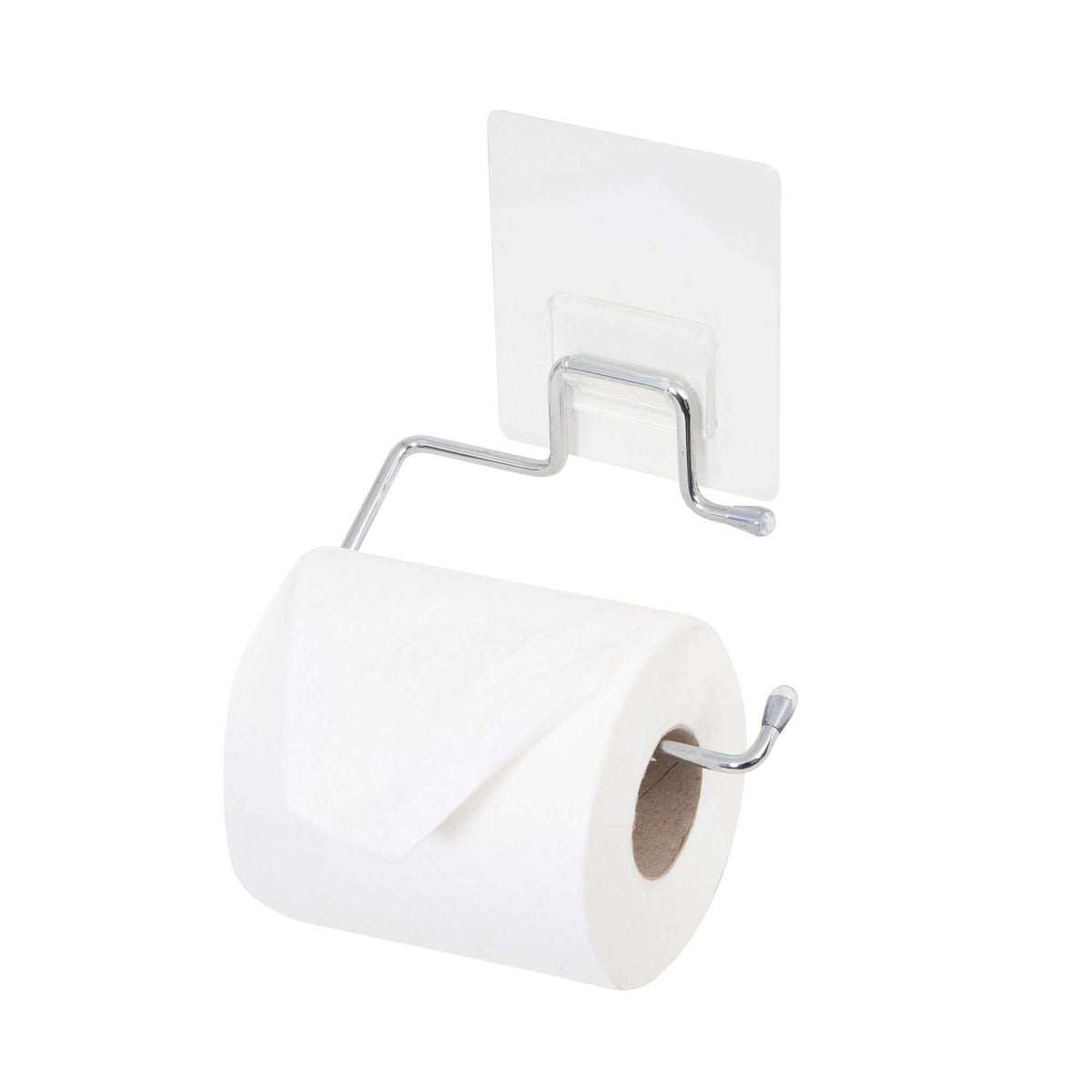 Porte papier toilette auto-adhésif chrome