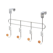 Door hook 4 spiral hooks chrome and wood