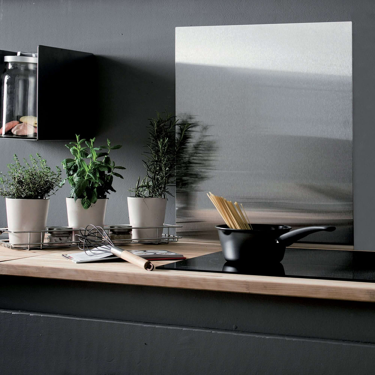 Panel de cocina Splash M de acero inoxidable