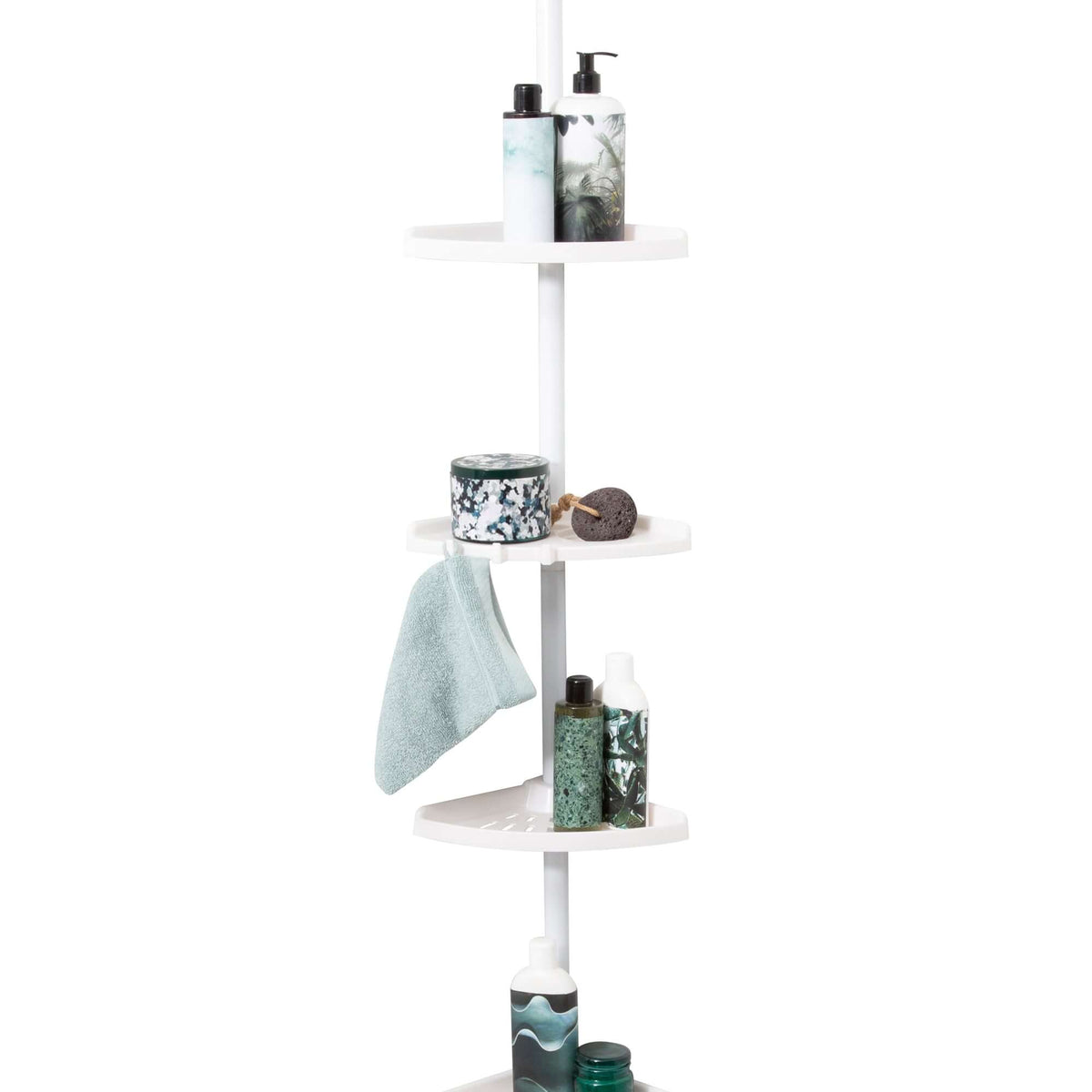 Gina white extendable shower corner shelf