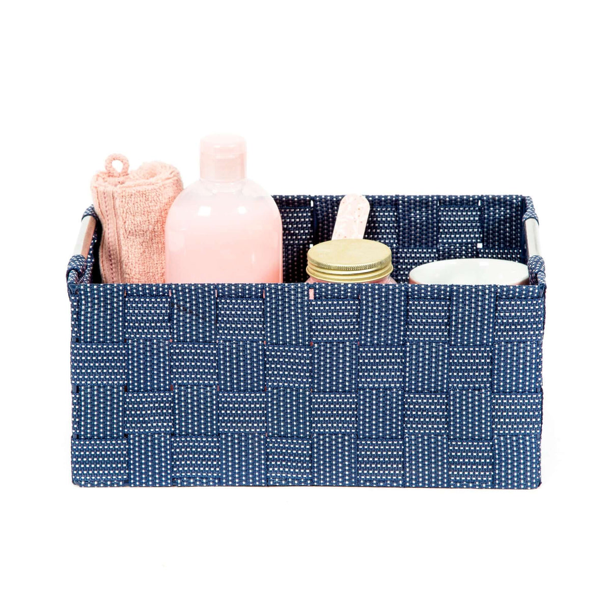 Cesta portaoggetti con manici in metallo Stan blu