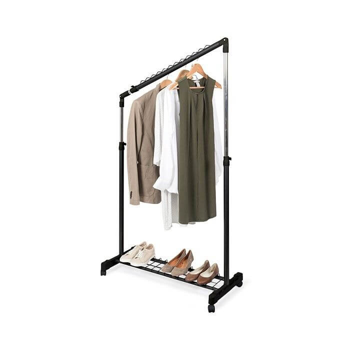 Tilting clothes rack under stairs Cliff black